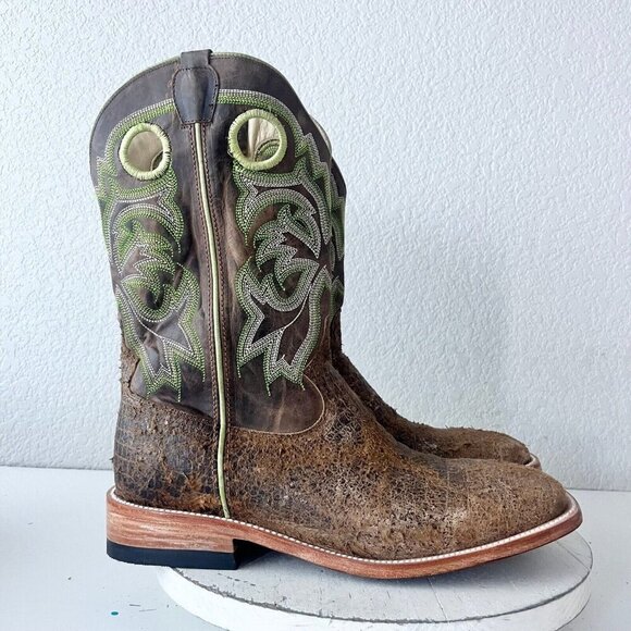 NEW Capitan CHEYENNE Mens Cowboy Boots 11D Western Square Toe Brown Leather Sole - Picture 2 of 11